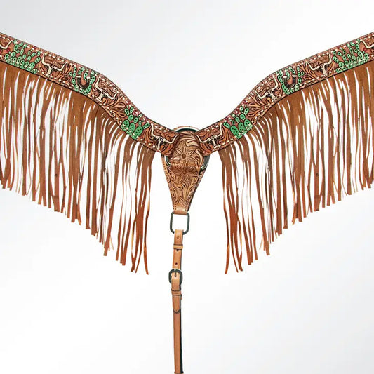 Cactus Longhorn Breast Collar with Fringe
