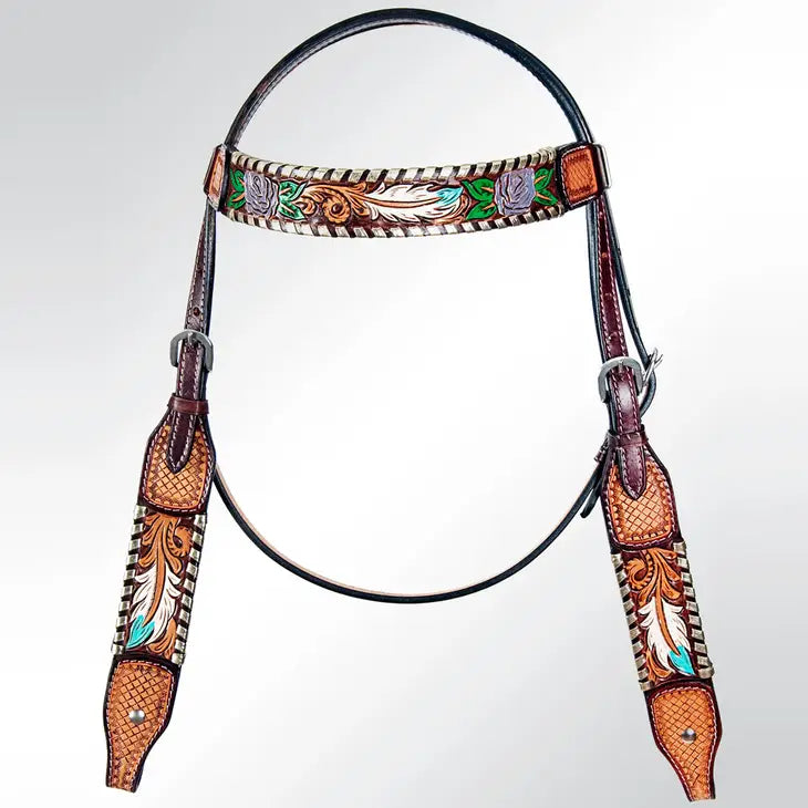 Feather Bridle with Buckstitch