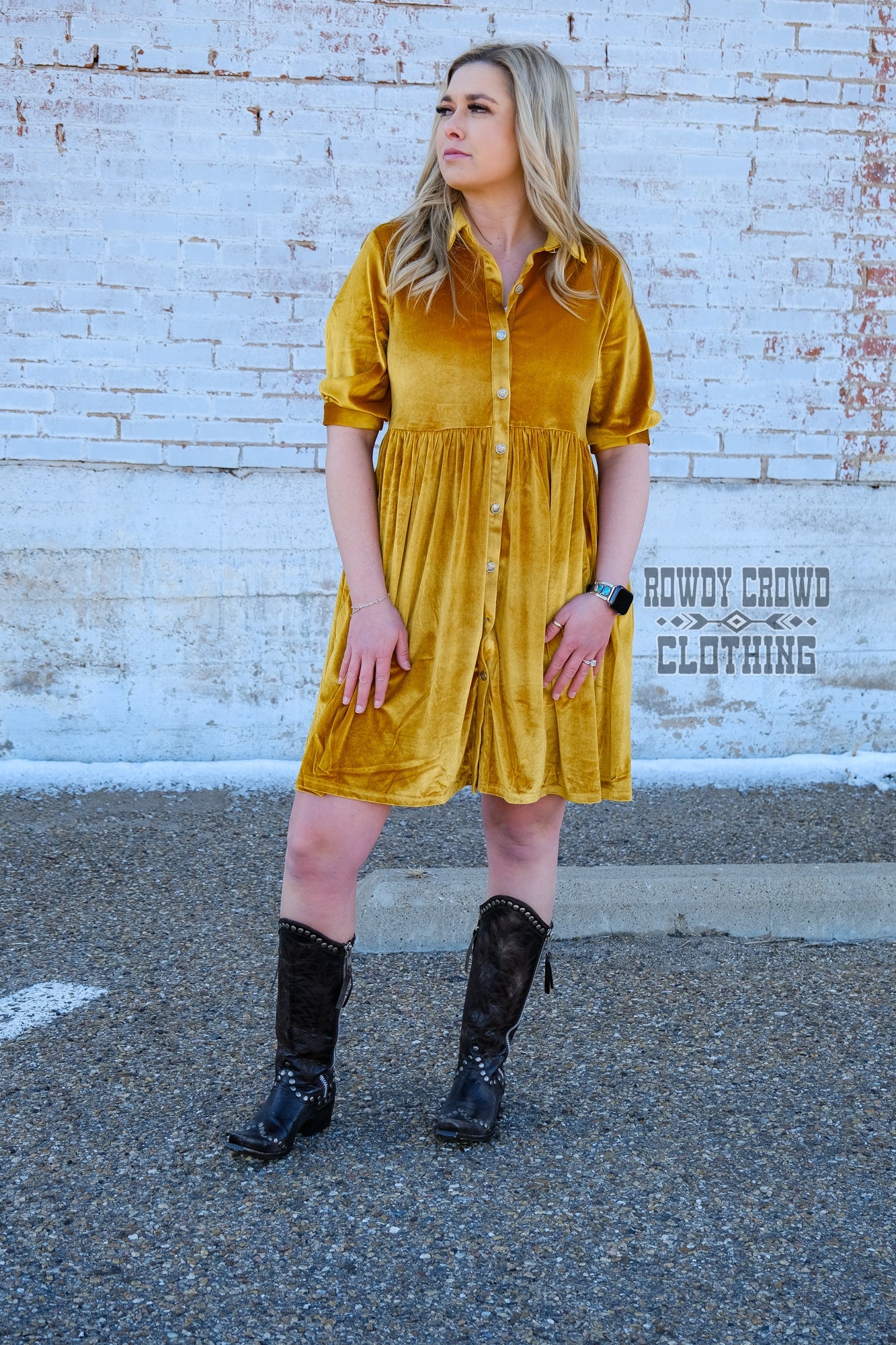 Western Dress, Western Apparel, velvet Dress, Western Casual Dress, Western Wholesale, Western Boutique, Wholesale Clothing, cowgirl outfit, western dress, western dresses for women, mustard velvet dress, western attire, clothes western style, upscale western, western aesthetic, western wholesale clothing