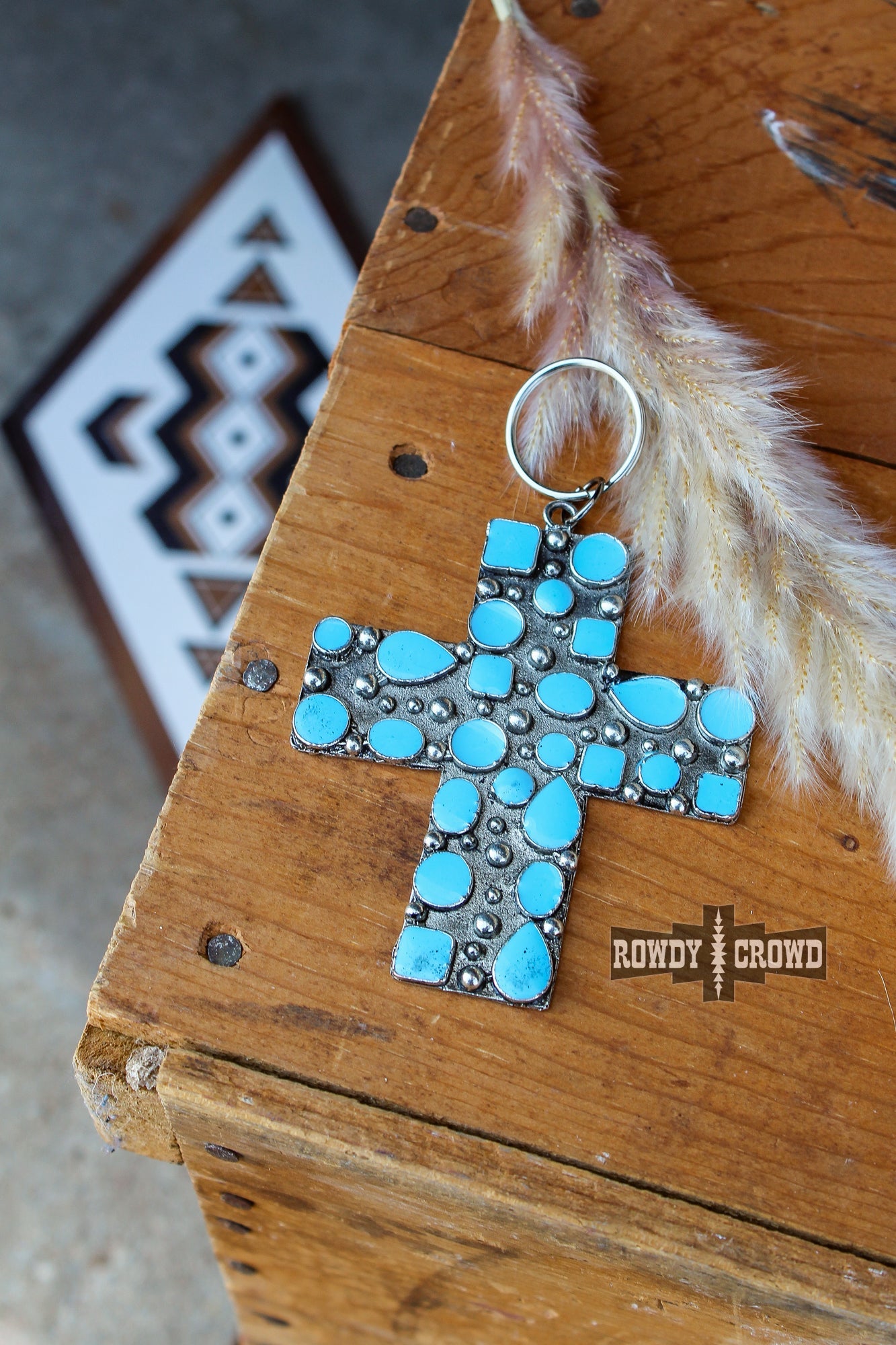 western accessories, western keychains, western key chain, cowgirl keychain, western key rings, western style keychains, wholesale clothing and jewelry, wholesale accessories, western wholesale, western cross, western cross keychain, turquoise cross keychain, cross keychain