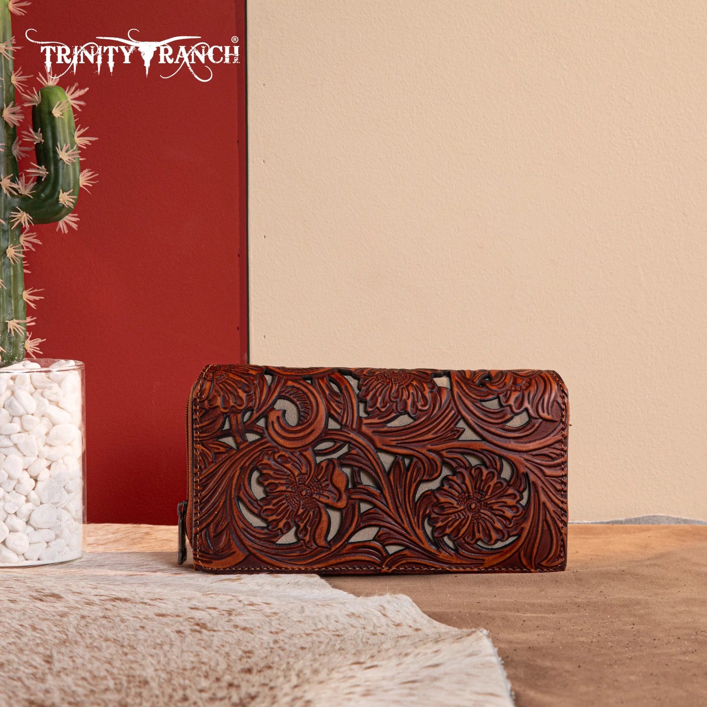 Trinity Ranch Floral Tooled Wallet
