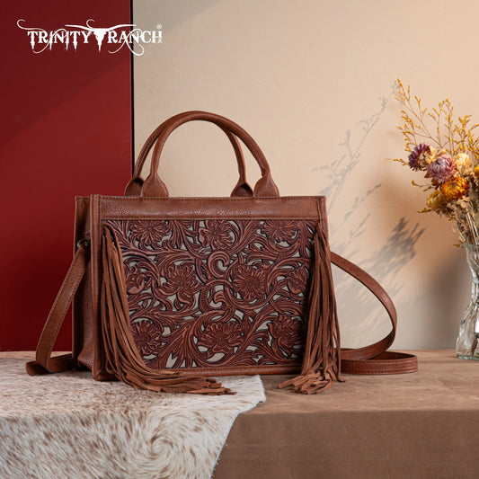 Trinity Ranch Tooled Fringe Concealed Carry Crossbody