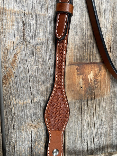 Basketweave Medium Oil Browband Headstall