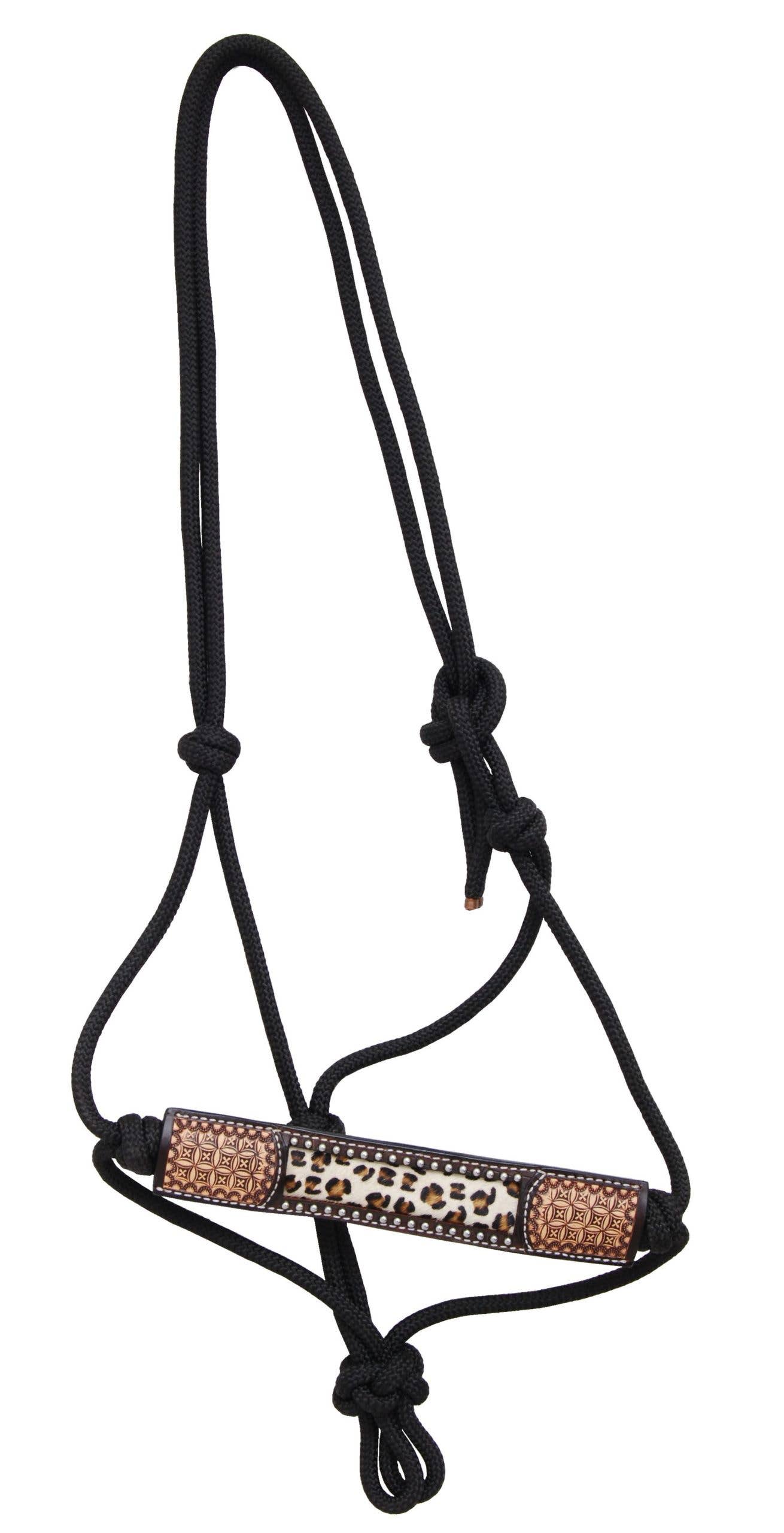 Rope Halter with Tooling, Gator & Leopard Print, SS Spots
