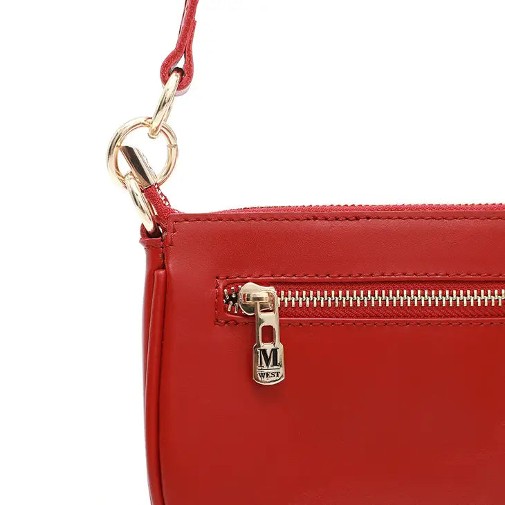 Montana West 100% Genuine Leather Clutch/Crossbody Red