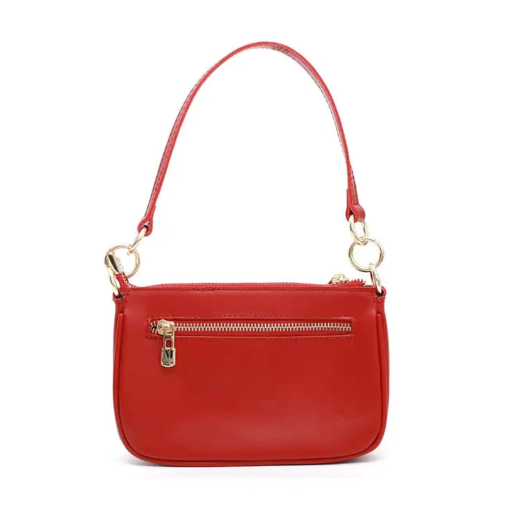 Montana West 100% Genuine Leather Clutch/Crossbody Red