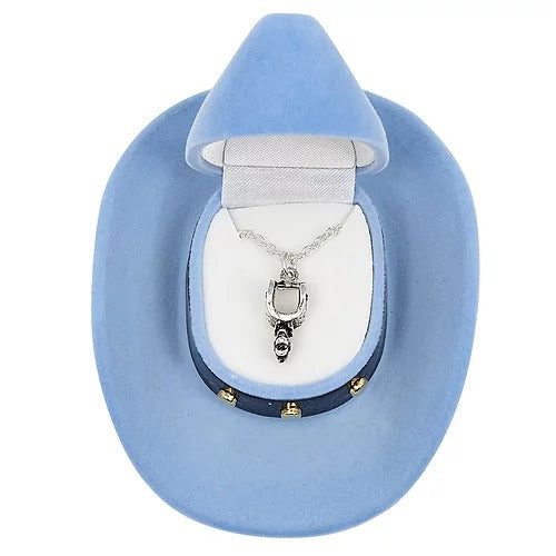 Necklace, Western Spur W/colorful Cowboy Hat Gift Box