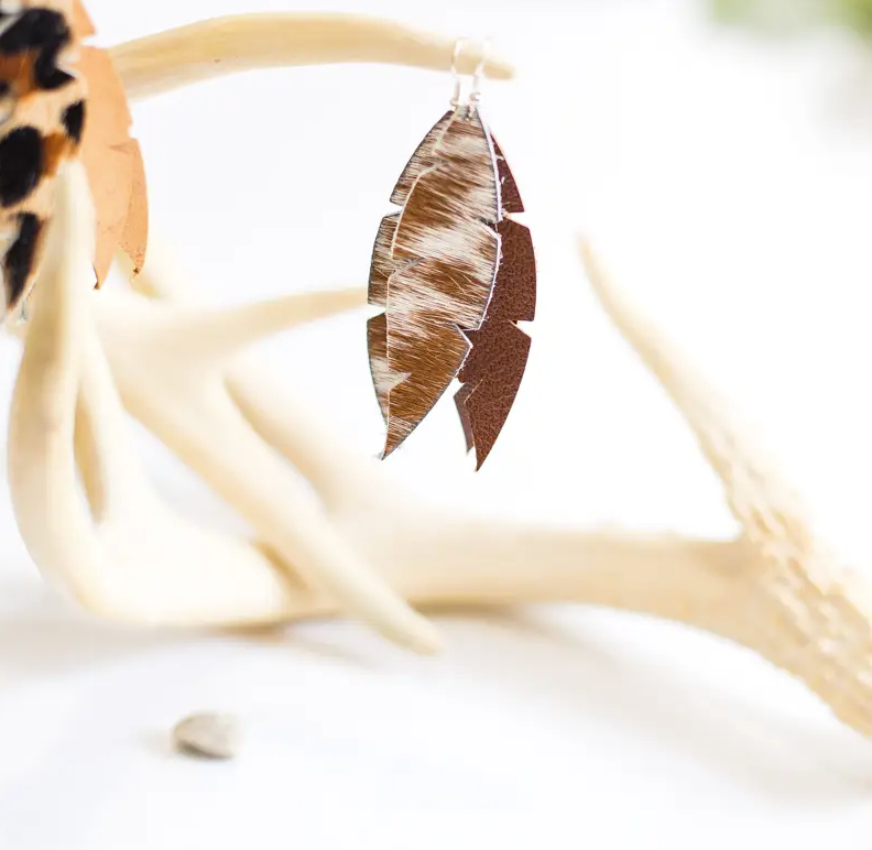 dove earrings | cowhide & leather feather