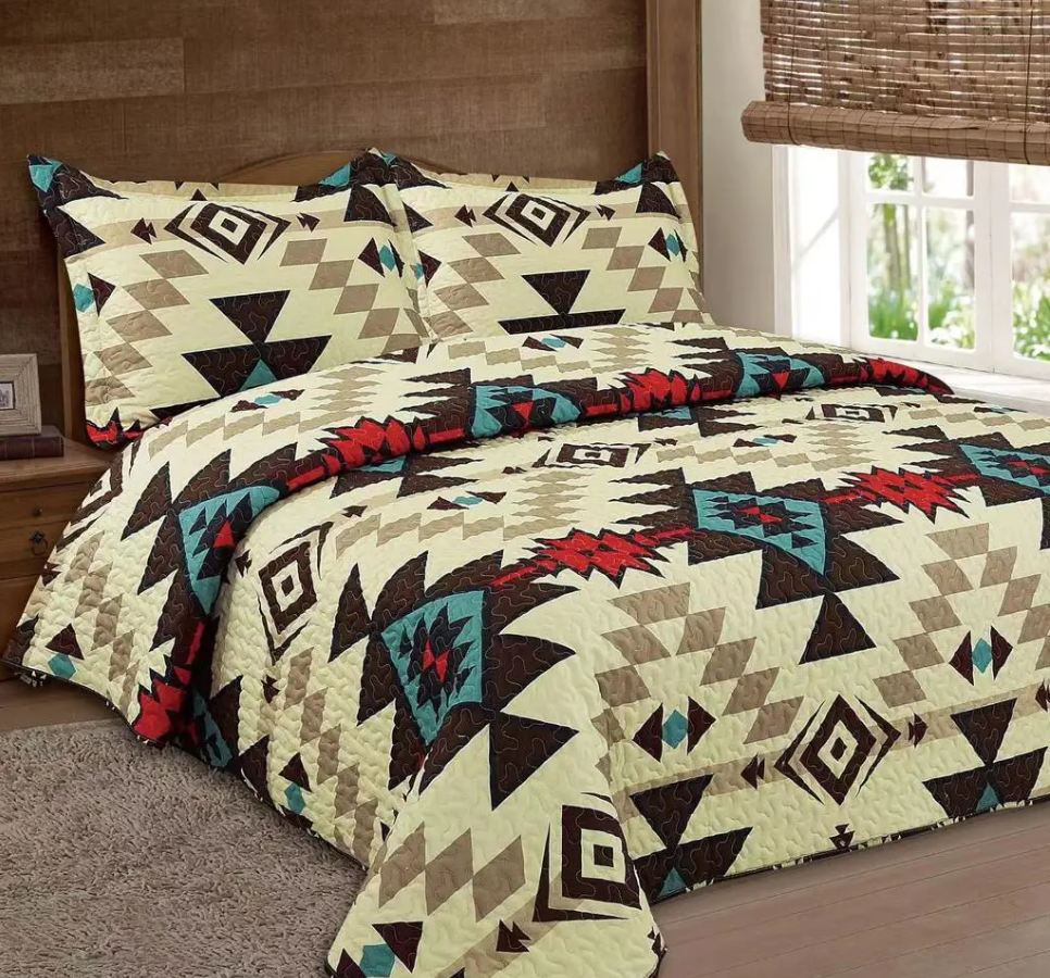 White Navajo 3pc Bedspread