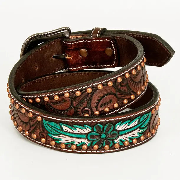Annie Petal Turquoise Western Leather Belt