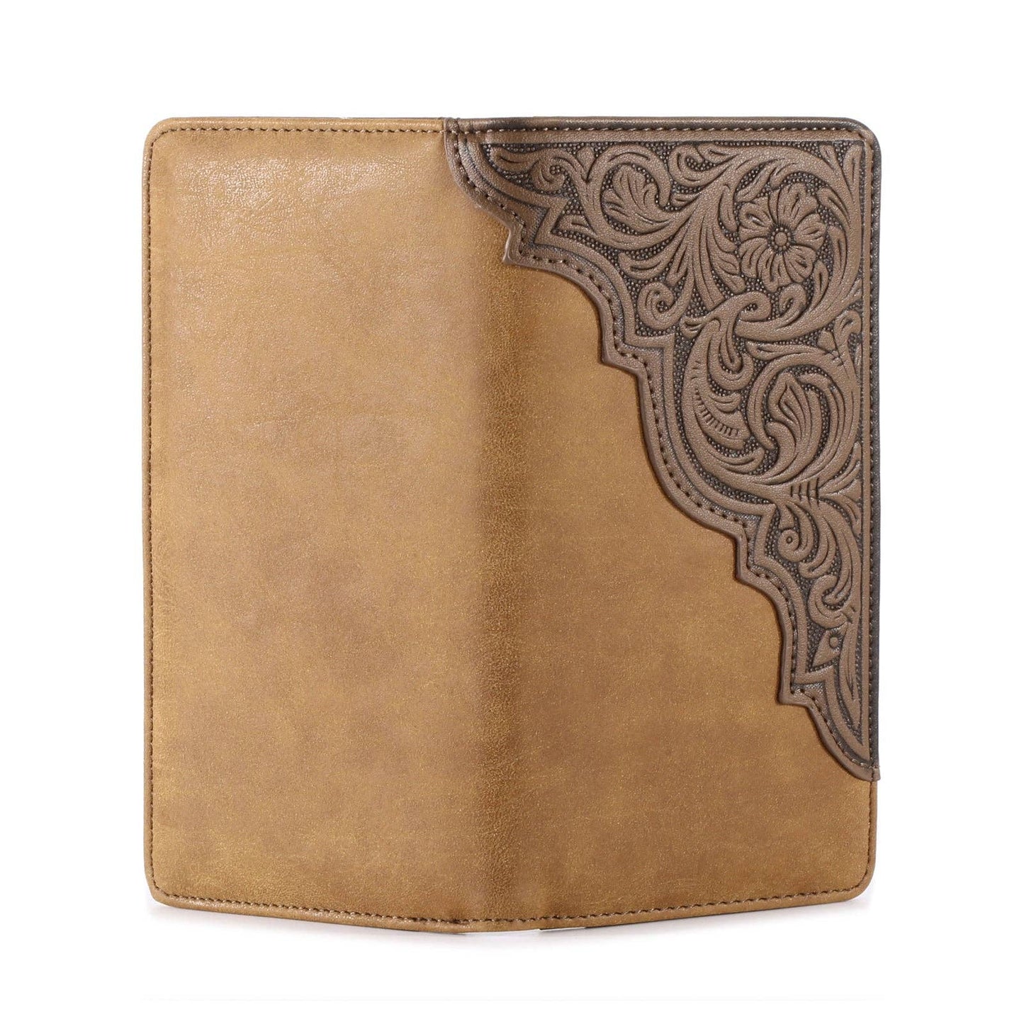 Embossed Floral Men's Bifold Long Leather Wallet