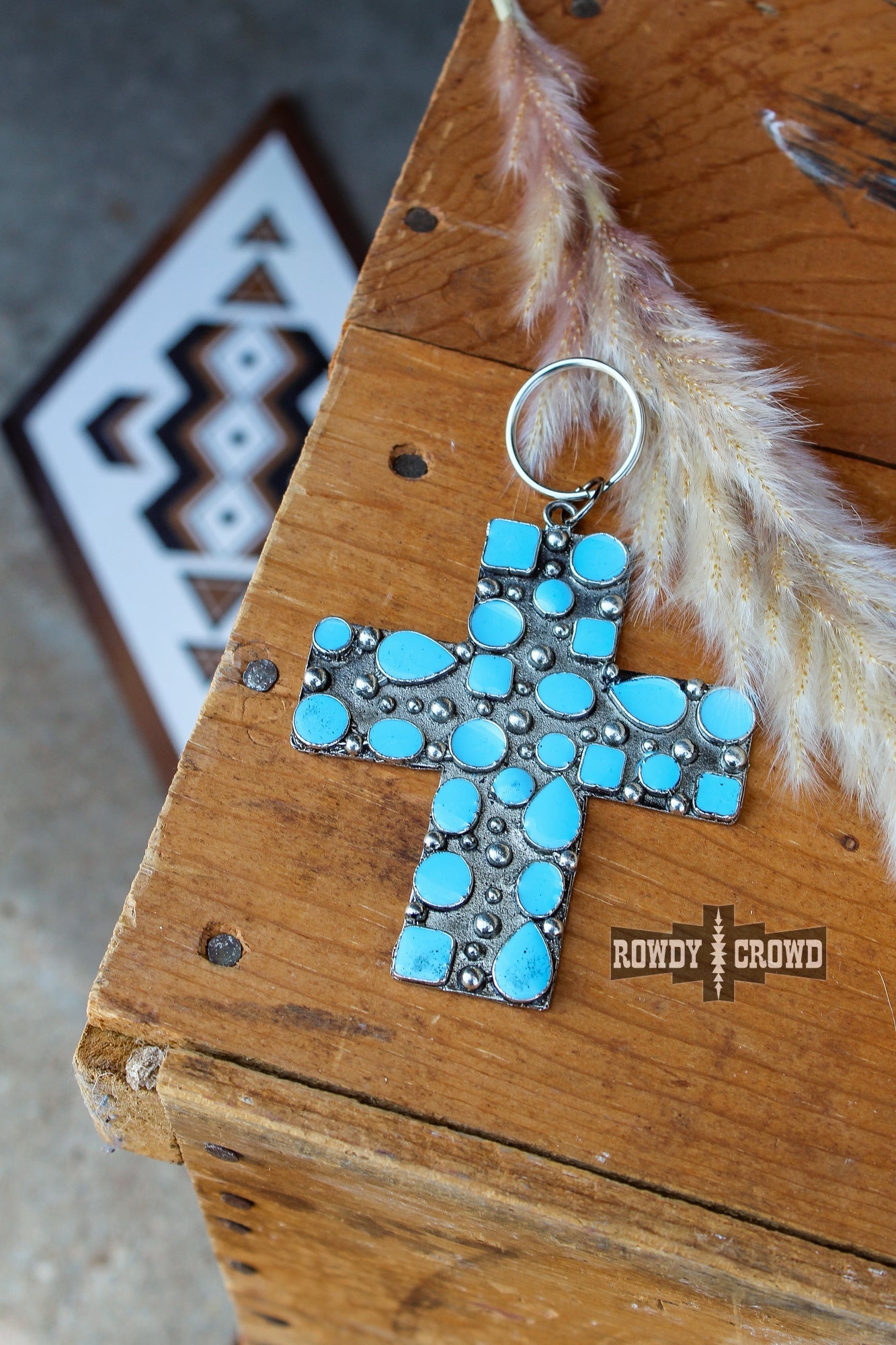 western accessories, western keychains, western key chain, cowgirl keychain, western key rings, western style keychains, wholesale clothing and jewelry, wholesale accessories, western wholesale, western cross, western cross keychain, turquoise cross keychain, cross keychain