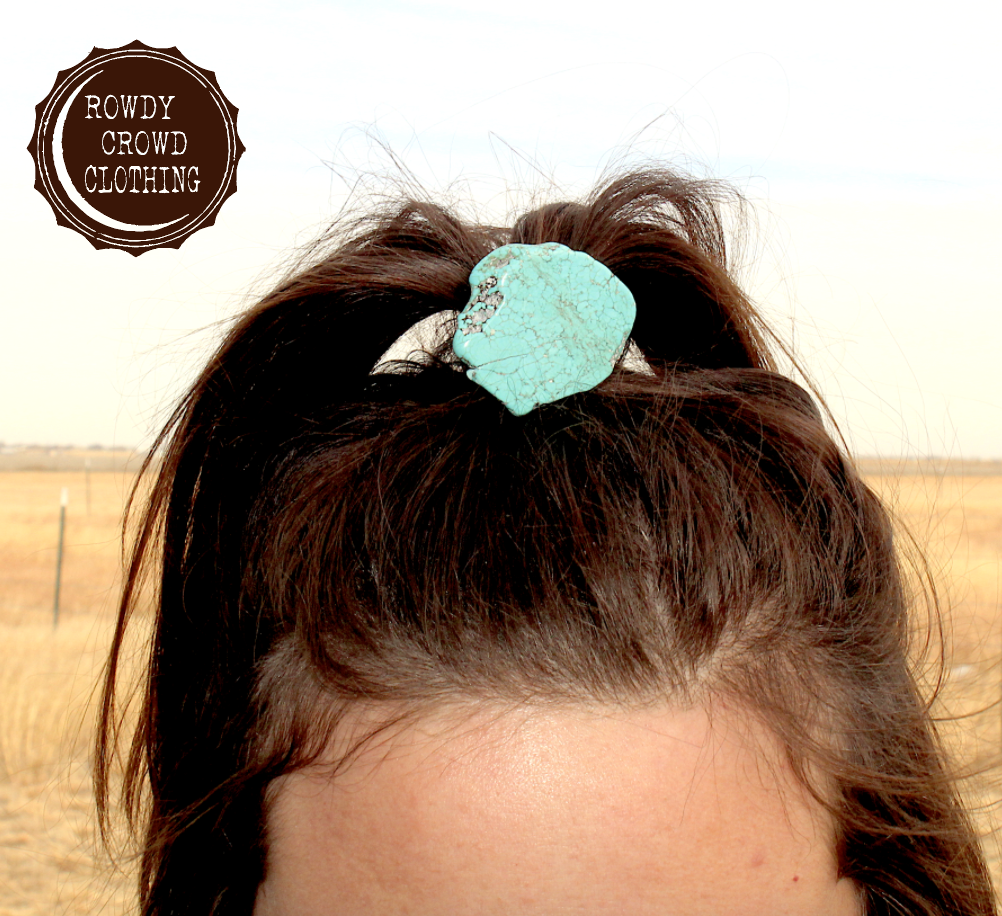 decorative ponytail, rock ponytail, western accessories, ponytail holder, hair tie, hair accessories, western hair accessories, western wholesale, wholesale accessories, wholesale hair accessories, western apparel, western style, turquoise hair tie