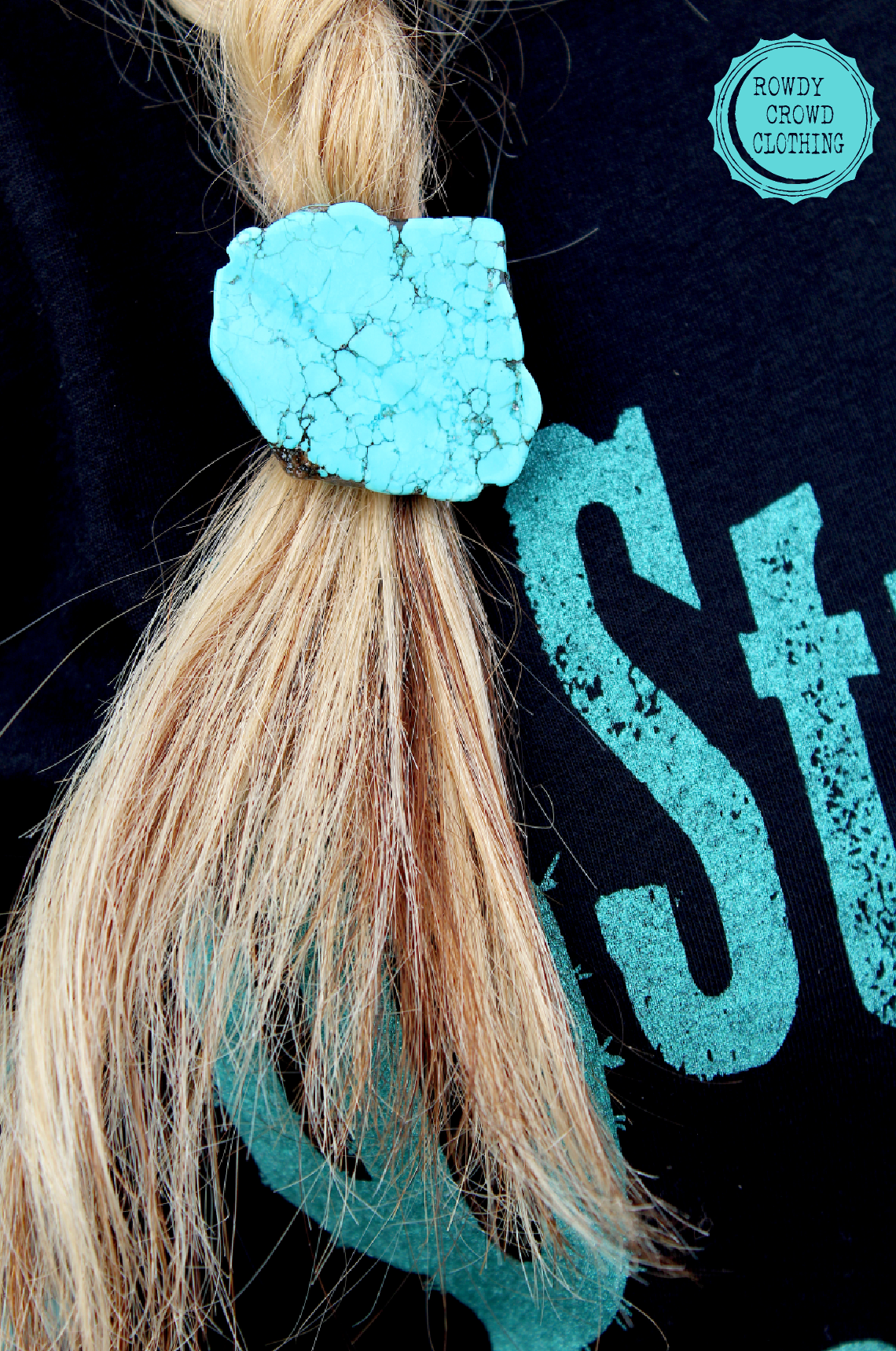decorative ponytail, rock ponytail, western accessories, ponytail holder, hair tie, hair accessories, western hair accessories, western wholesale, wholesale accessories, wholesale hair accessories, western apparel, western style, turquoise hair tie