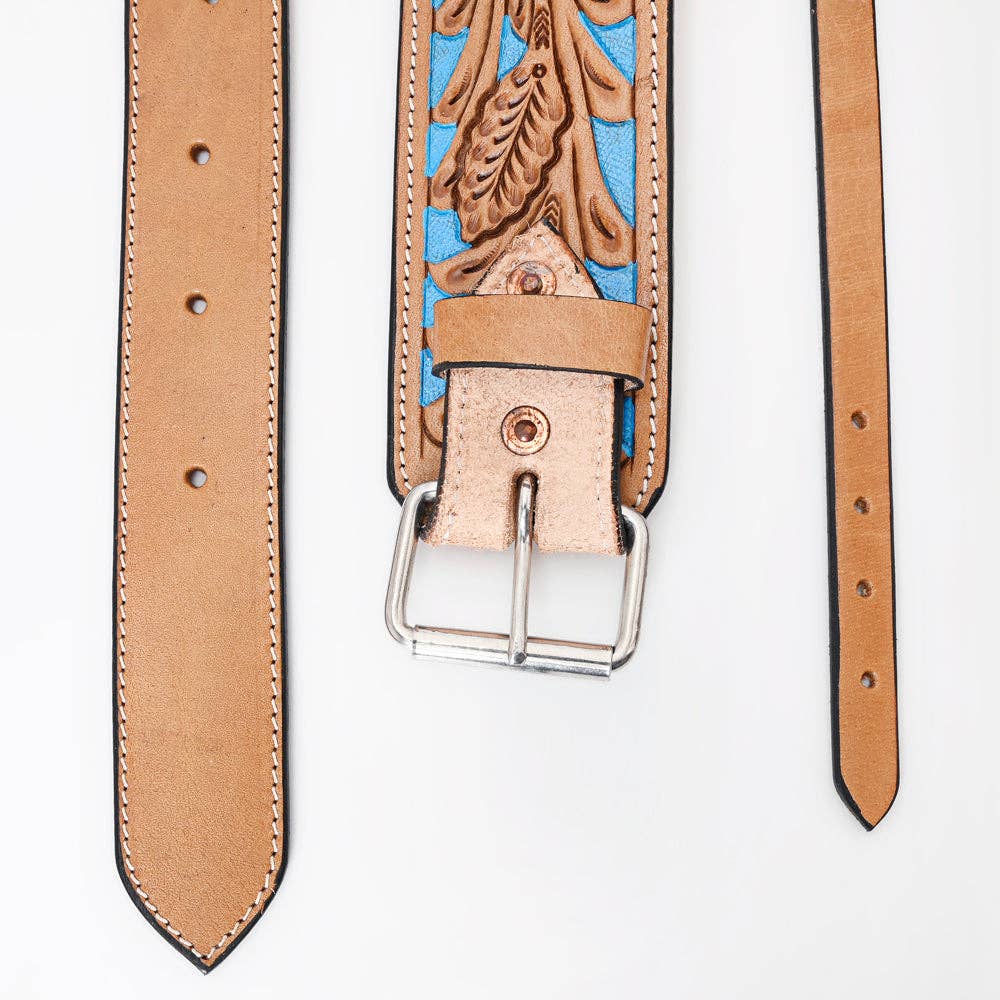 Tooled Leather Rear Flank Cinch With Billets
