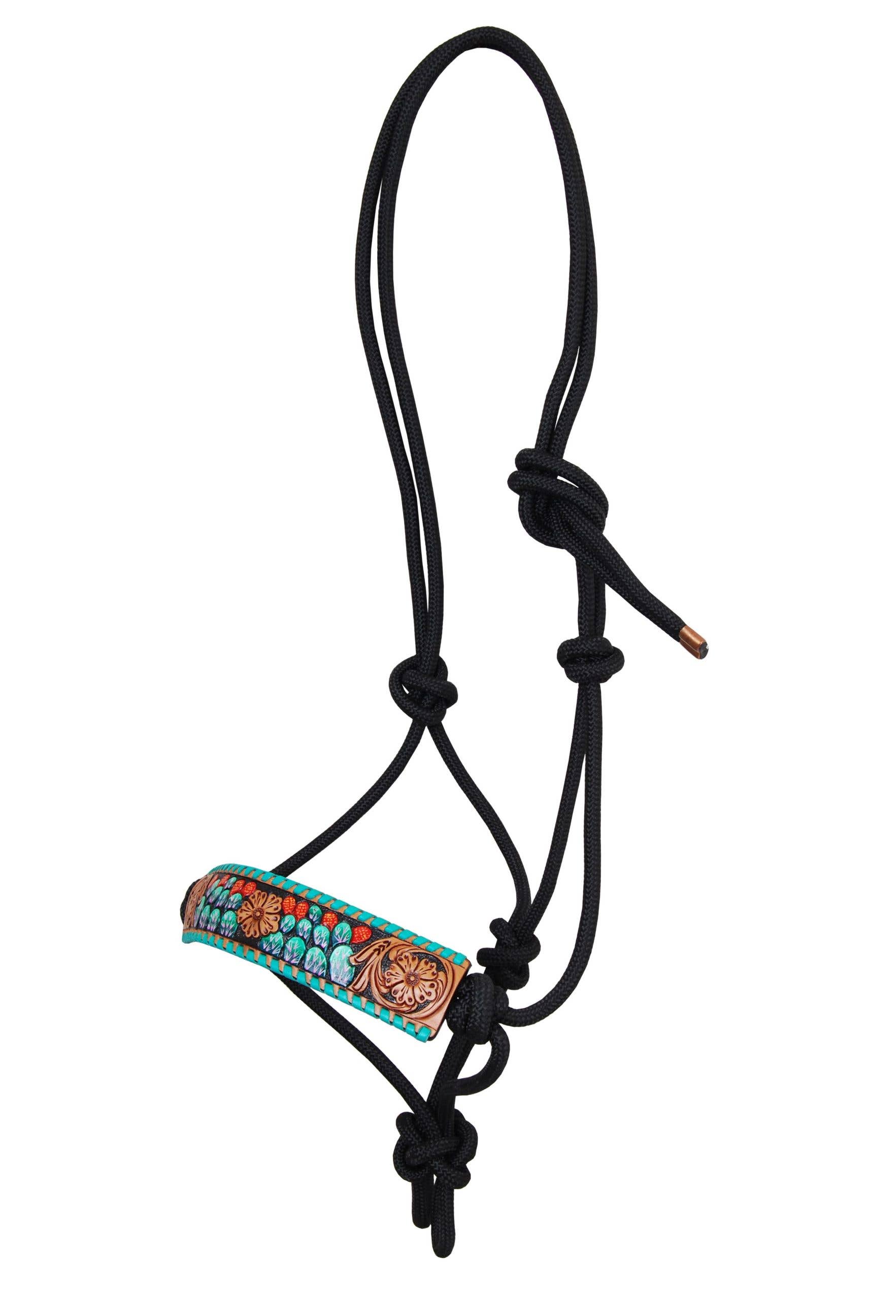 Rope Halter with Cactus Design & Turquoise Whipstitch – Full Flex Co