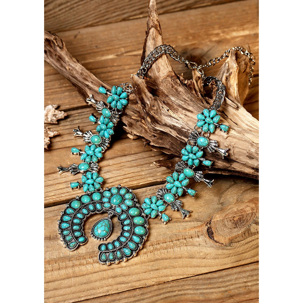 Squash Blossom Turquoise Necklace Set