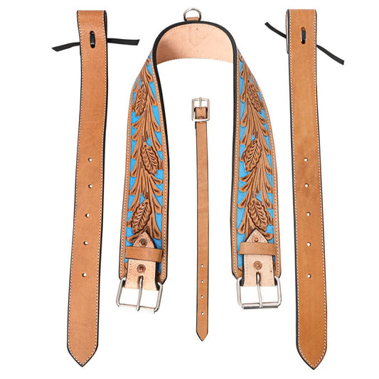 Tooled Leather Rear Flank Cinch With Billets