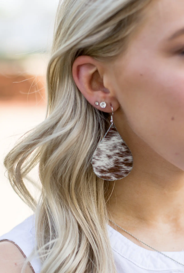 Hershey Earrings | Cowhide Teardrop