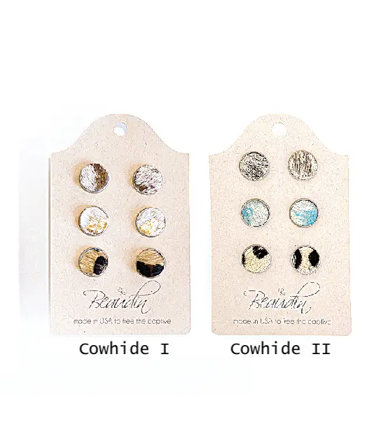 Rolo Earrings | Cowhide Studs 3 Pair