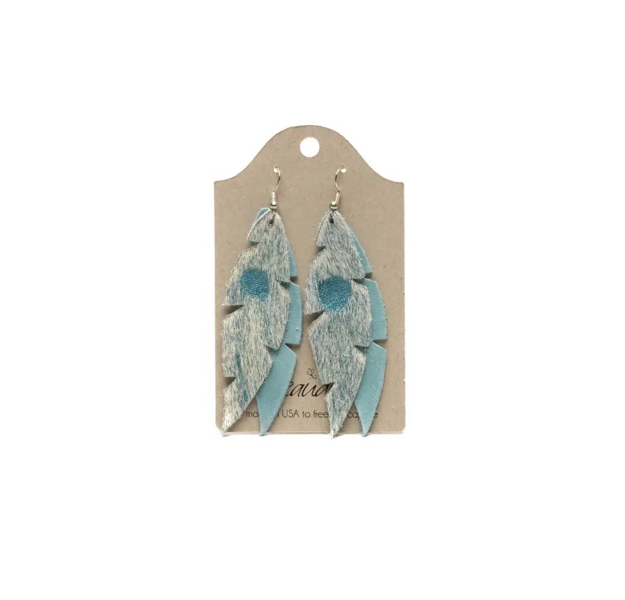 dove earrings | cowhide & leather feather