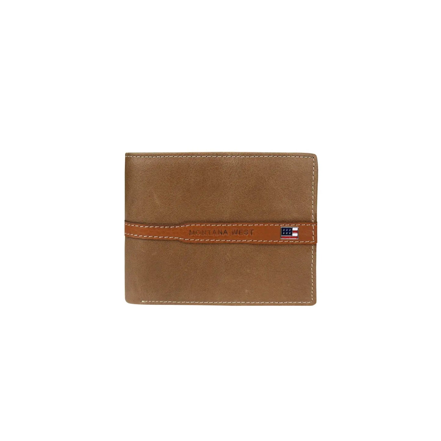 Genuine Leather US Flag Logo Men's Wallet
